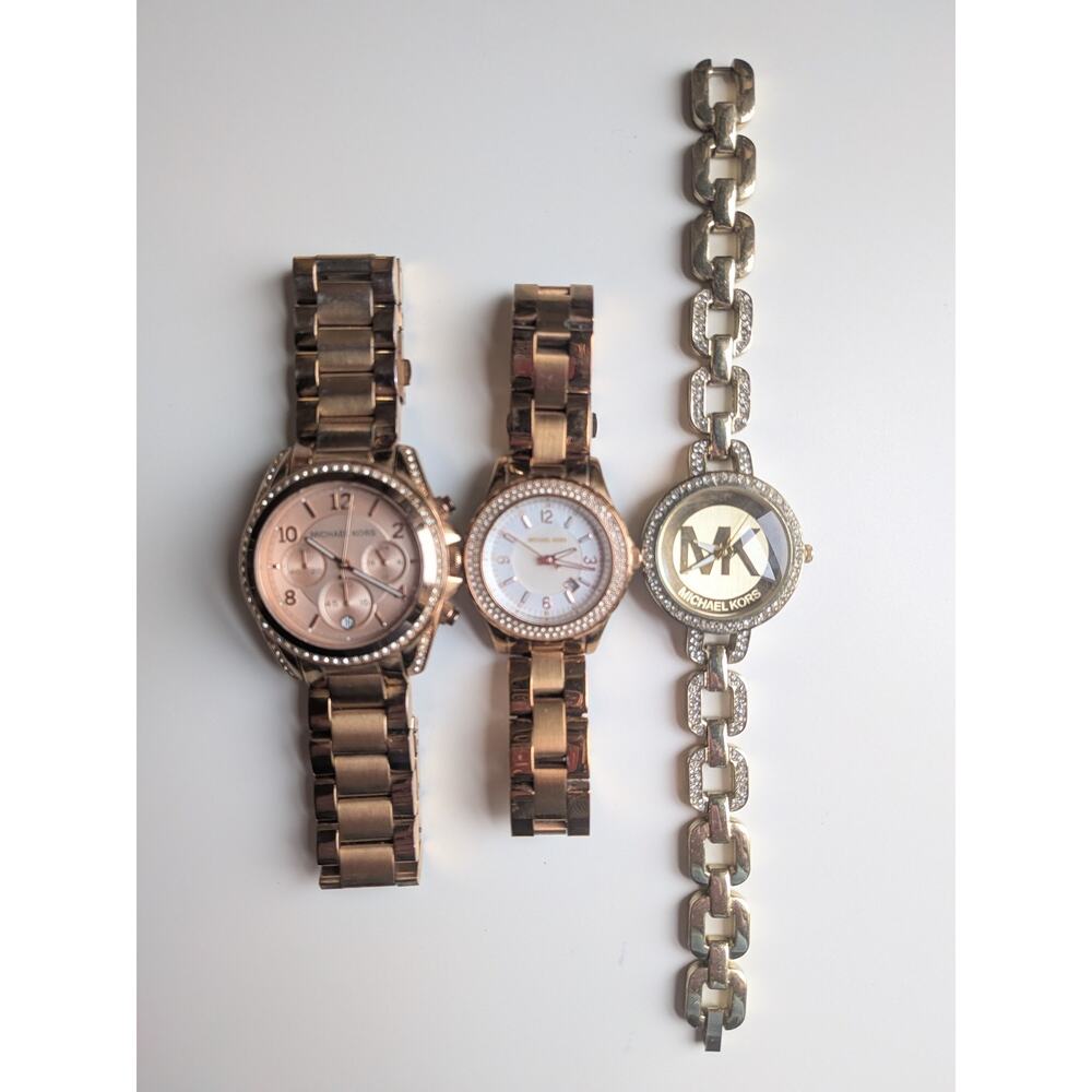 Michael Kors MK-5263, MK-5403, MK-769-126 Rose Gold & Gold Tone Crystal Watch